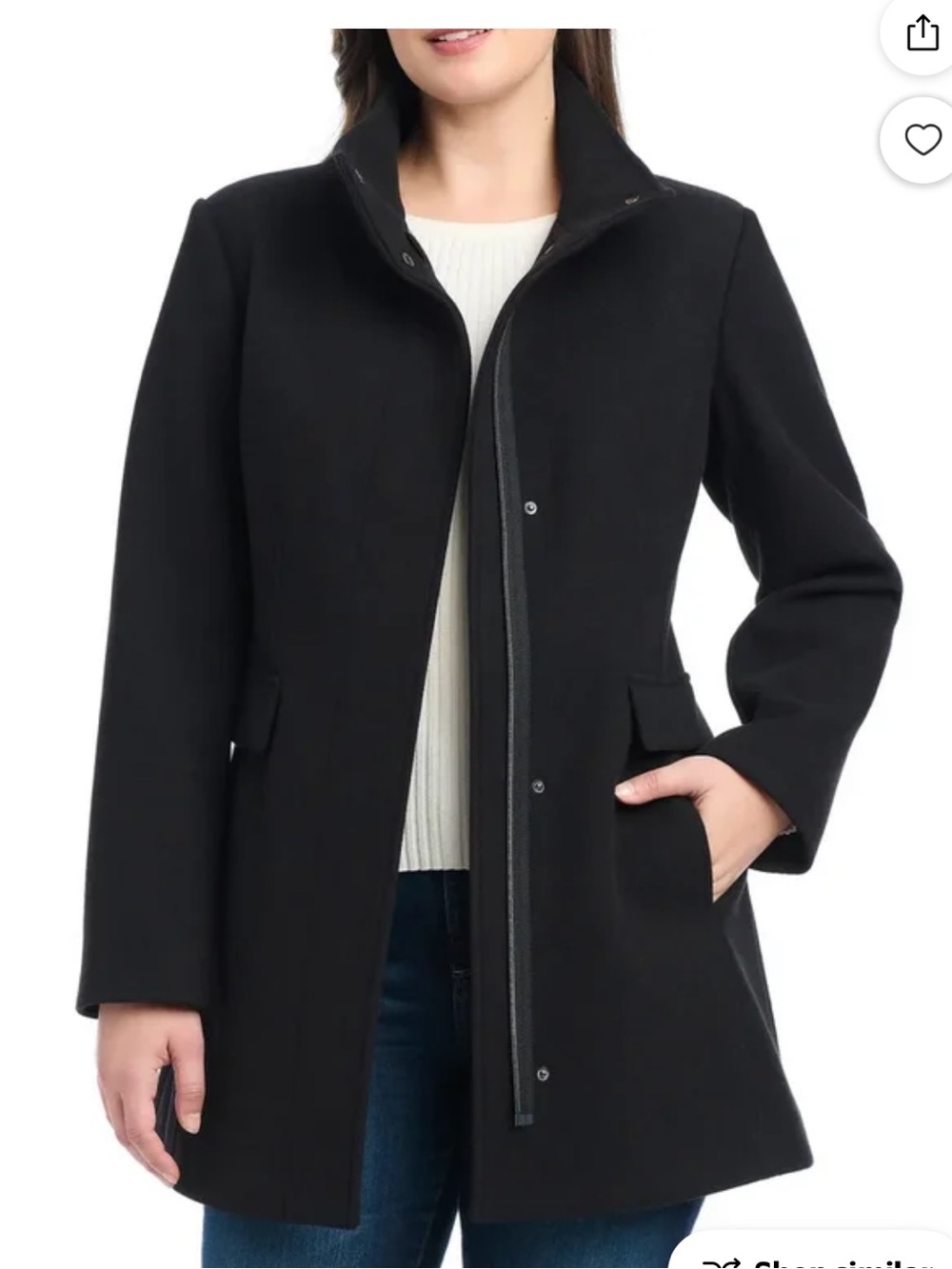 NWT Vince Camuto Black Stand-Collar Pea Coat
